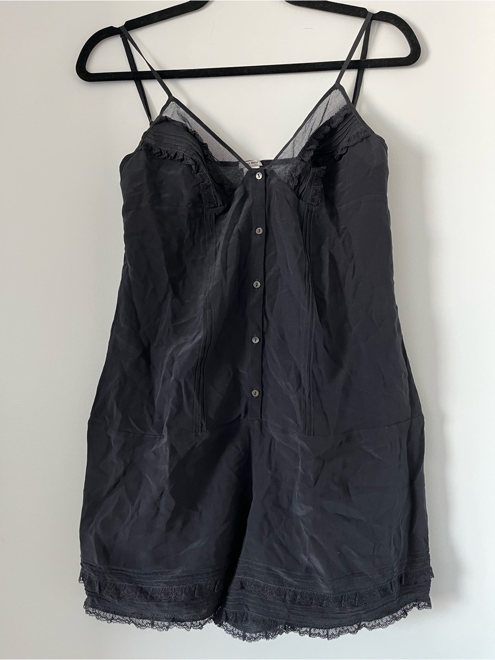 Miu Miu black silk romper